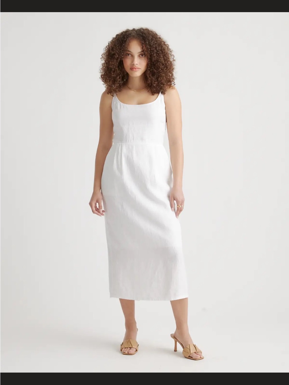 Quince 100% Linen White Midi Dress